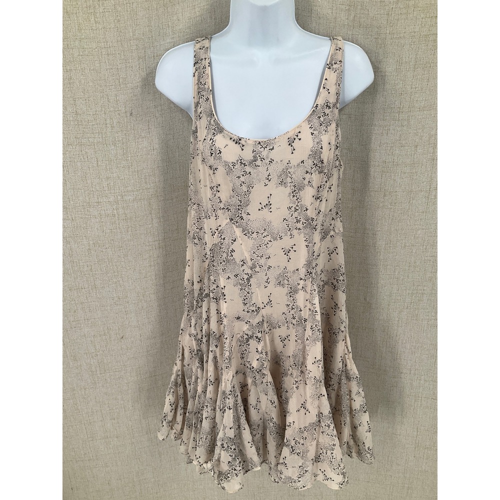 Rebecca Taylor Dress Womens 10 Peach Cotton Silk Boho Floral Ruffle Mini Classic